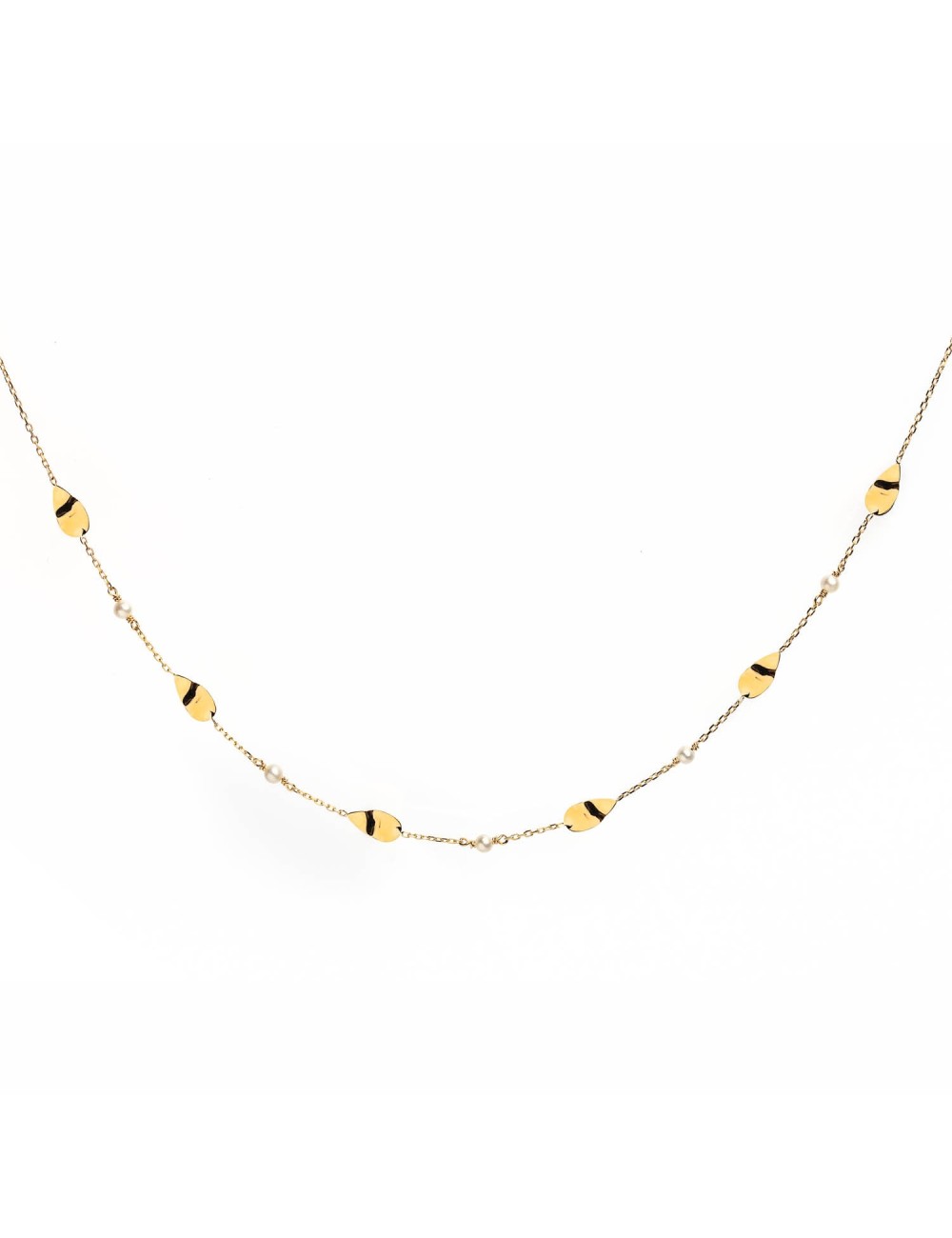 Collier harmonie nacrée et froissée - Or jaune ou blanc 375 millièmes (9 carats)