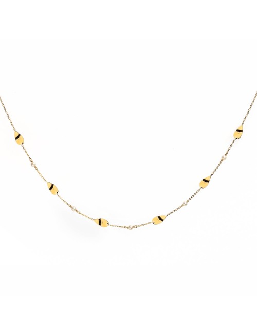 Collier harmonie nacrée et froissée - Or jaune ou blanc 375 millièmes (9 carats)