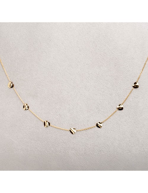 Collier sept battements froissés - Or jaune ou blanc 375 millièmes (9 carats)