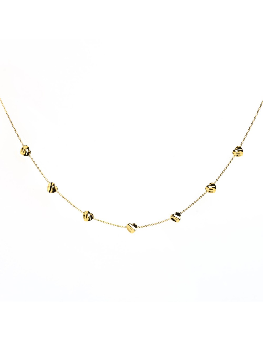 Collier sept battements froissés - Or jaune ou blanc 375 millièmes (9 carats)