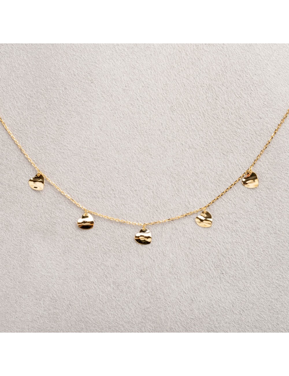 Collier ballade de coeurs froissés - Or jaune ou blanc 375 millièmes (9 carats)