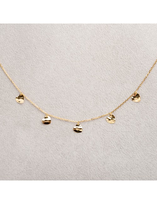 Collier ballade de coeurs froissés - Or jaune ou blanc 375 millièmes (9 carats)