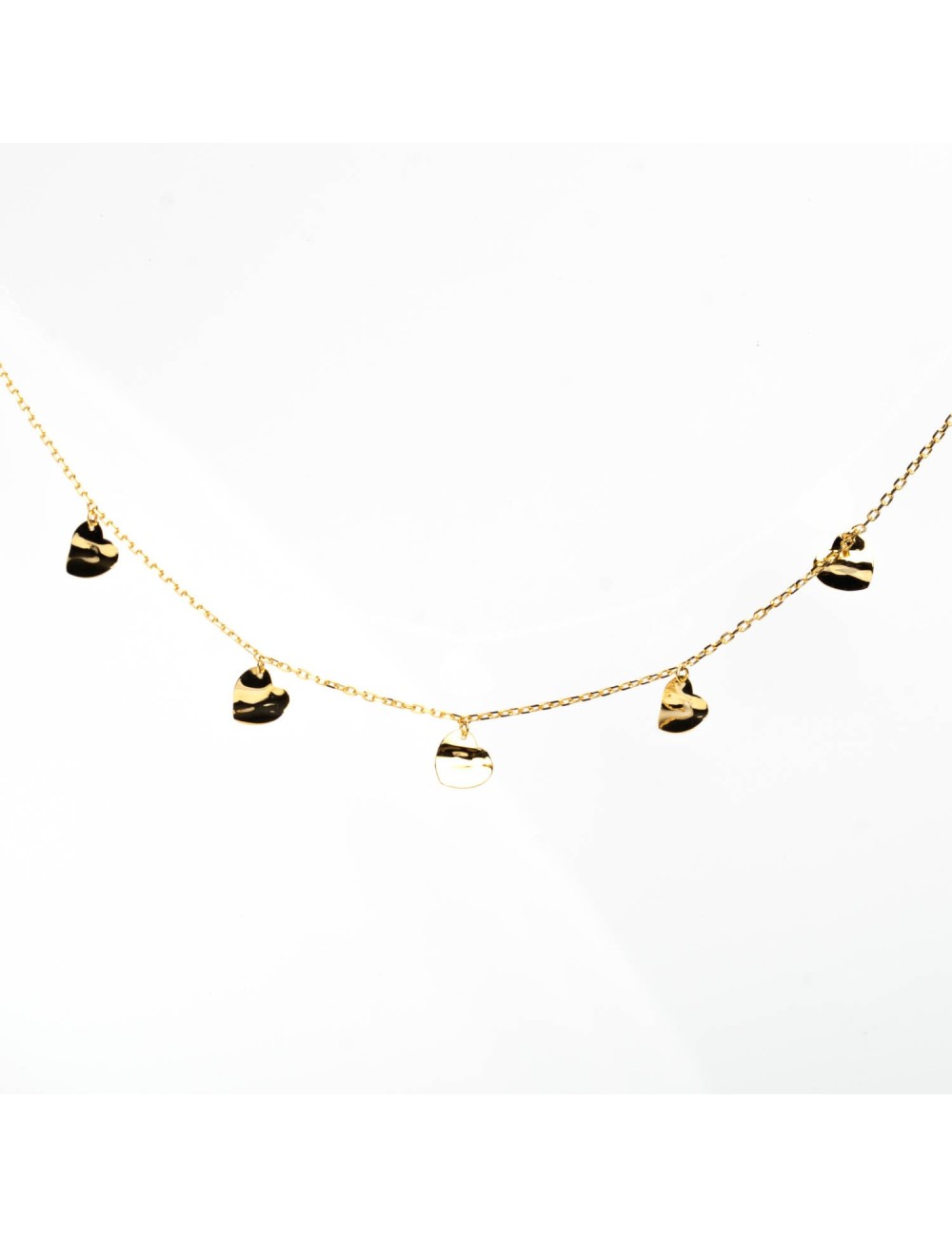 Collier ballade de coeurs froissés - Or jaune ou blanc 375 millièmes (9 carats)