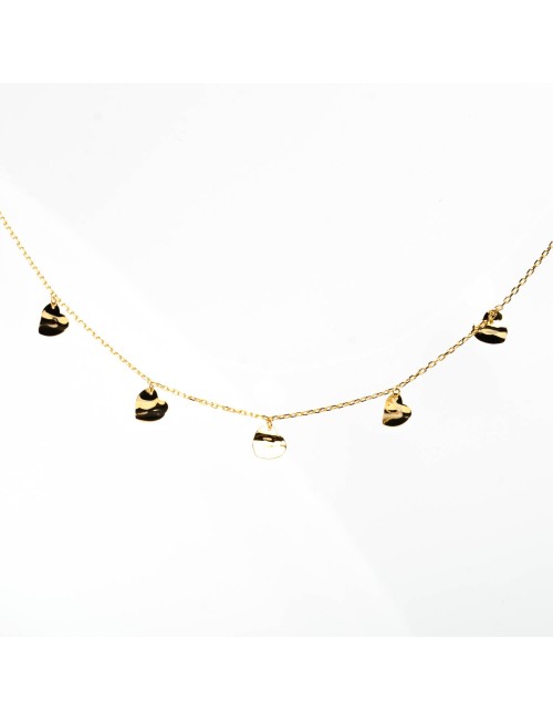 Collier ballade de coeurs froissés - Or jaune ou blanc 375 millièmes (9 carats)