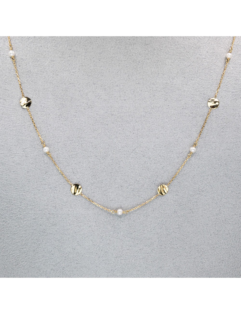 Collier mélodie nacrée petit modèle - Or jaune ou blanc 375 millièmes (9 carats)
