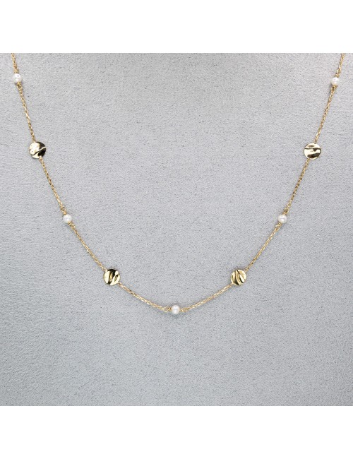 Collier mélodie nacrée petit modèle - Or jaune ou blanc 375 millièmes (9 carats)