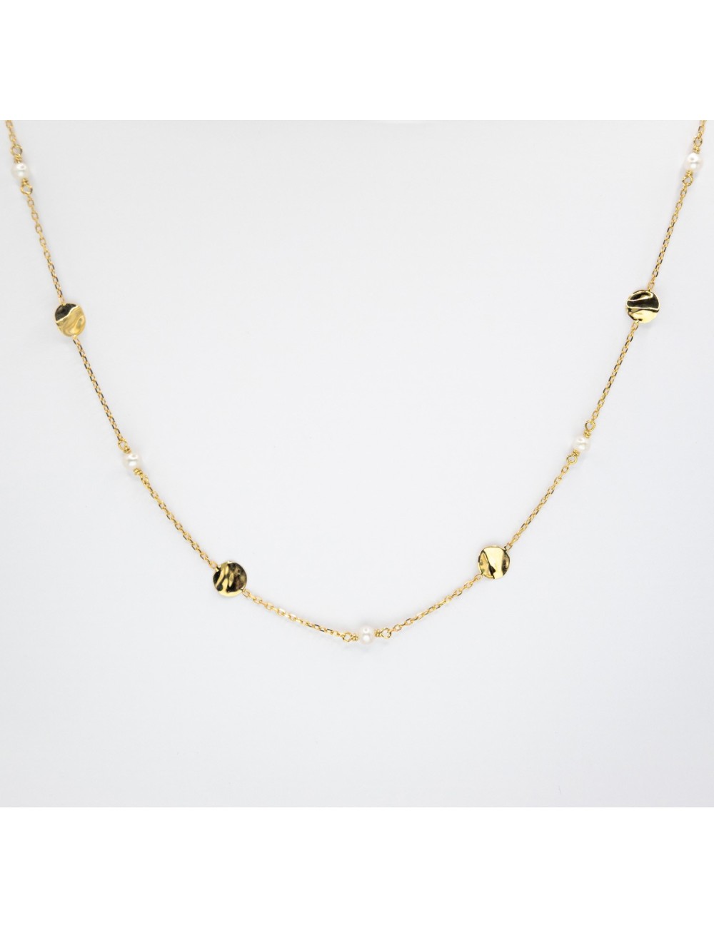 Collier mélodie nacrée petit modèle - Or jaune ou blanc 375 millièmes (9 carats)