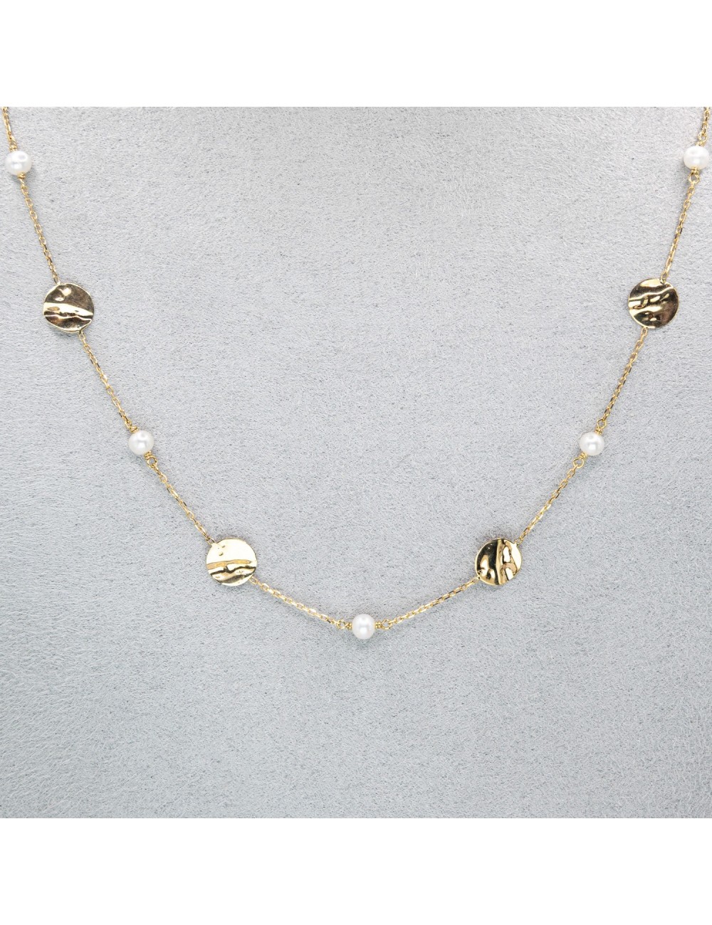 Collier mélodie nacrée grand modèle - Or jaune ou blanc 375 millièmes (9 carats)