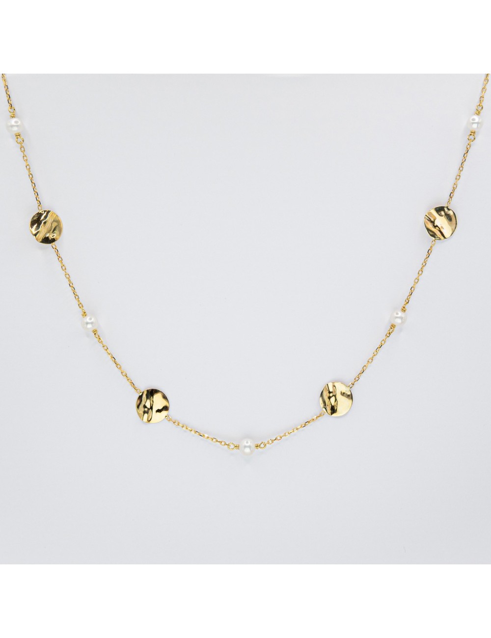 Collier mélodie nacrée grand modèle - Or jaune ou blanc 375 millièmes (9 carats)