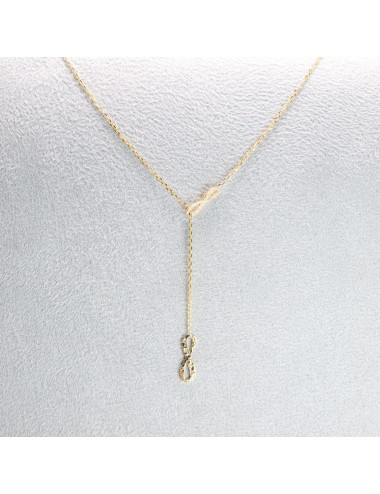 Collier double infini en Y - Or jaune ou blanc 375 millièmes (9 carats)