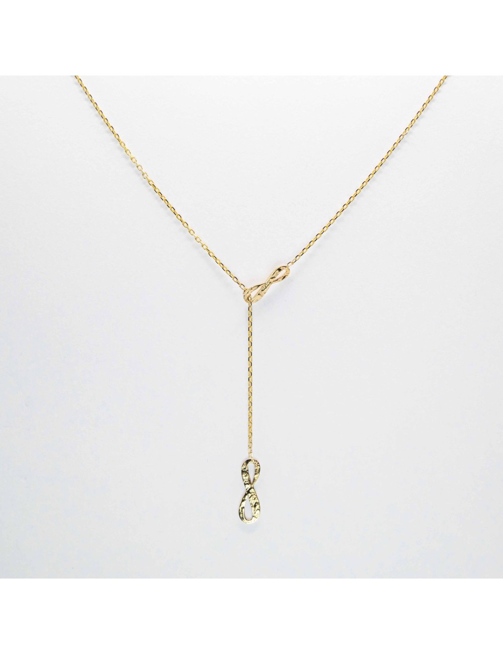 Collier double infini en Y - Or jaune ou blanc 375 millièmes (9 carats)