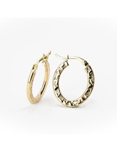 Créoles grunge ovales - Or jaune ou blanc 375 millièmes (9 carats)