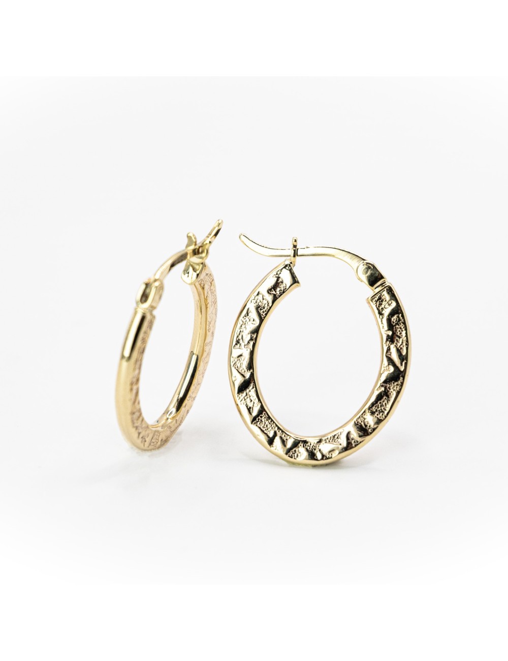 Créoles grunge ovales - Or jaune ou blanc 375 millièmes (9 carats)