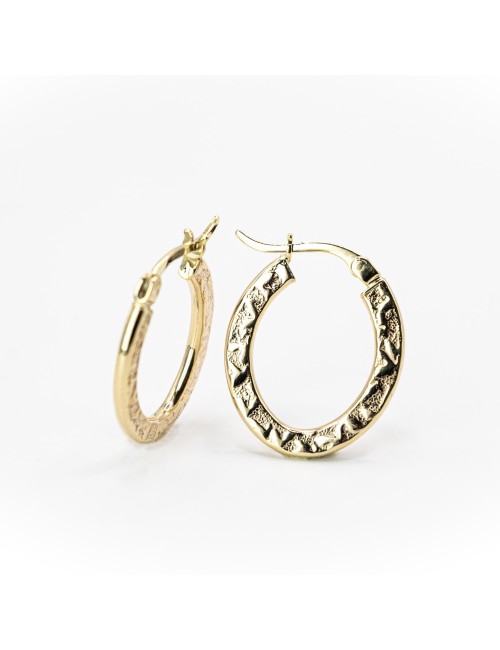 Créoles grunge ovales - Or jaune ou blanc 375 millièmes (9 carats)