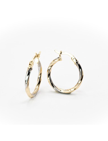Créoles rondes torsadées - Or bicolore 375 millièmes (9 carats)