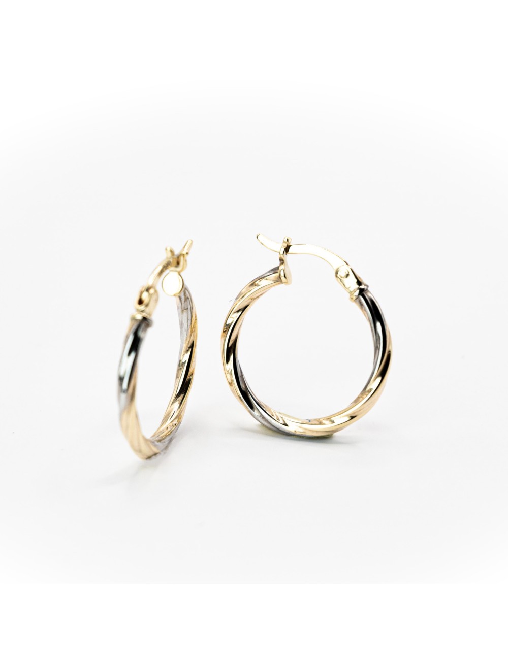 Créoles rondes torsadées - Or bicolore 375 millièmes (9 carats)