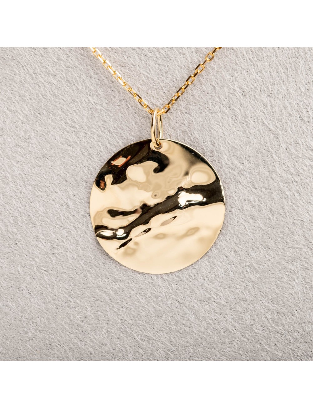 Pendentif grand soleil froissé - Or jaune ou blanc 375 millièmes (9 carats)