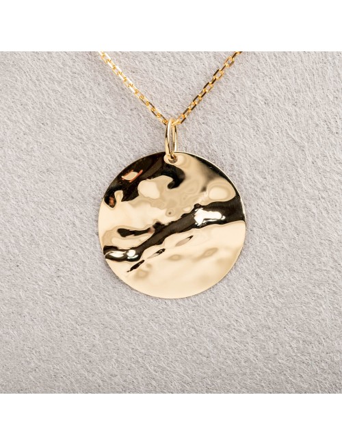 Pendentif grand soleil froissé - Or jaune ou blanc 375 millièmes (9 carats)