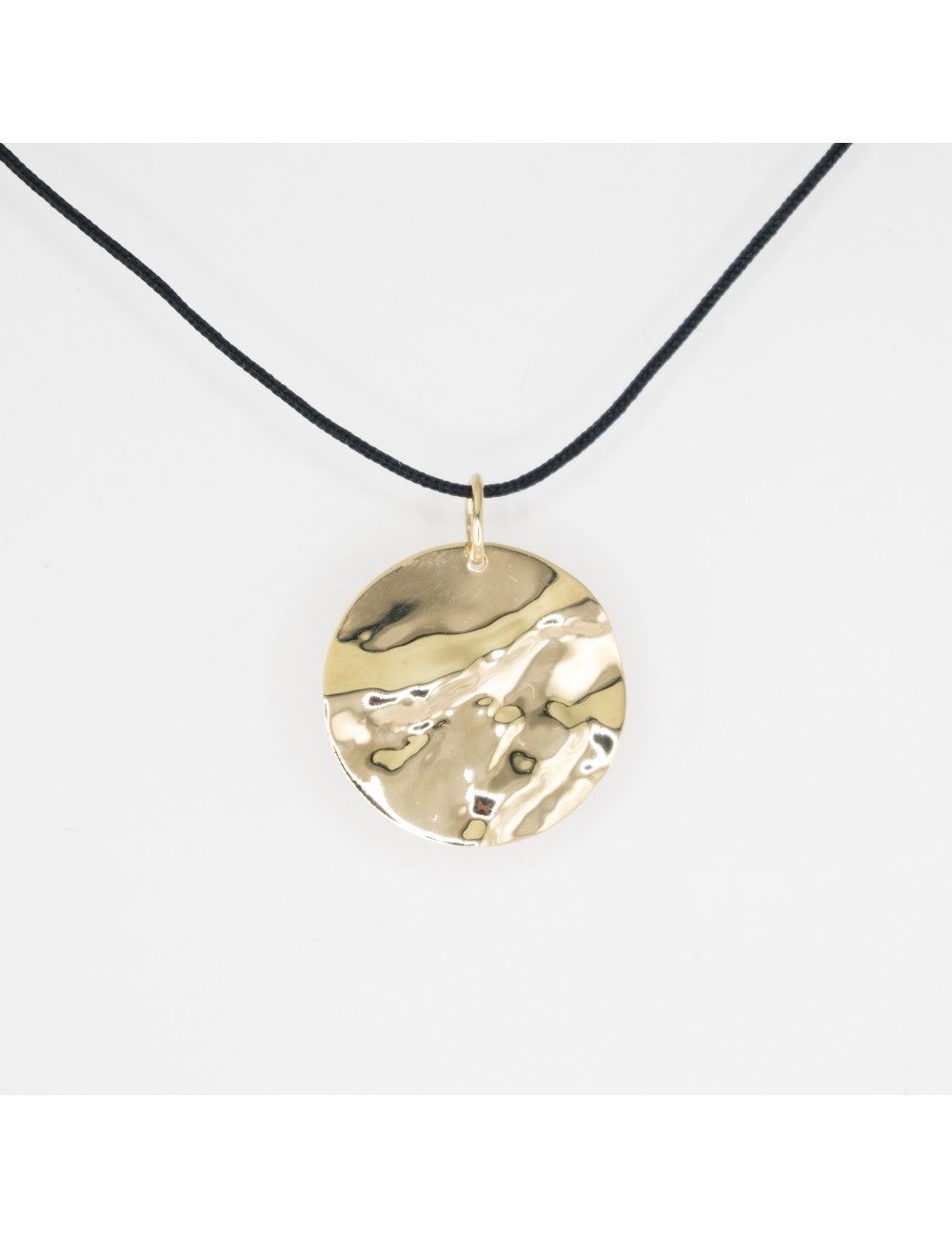 Pendentif grand soleil froissé - Or jaune ou blanc 375 millièmes (9 carats)