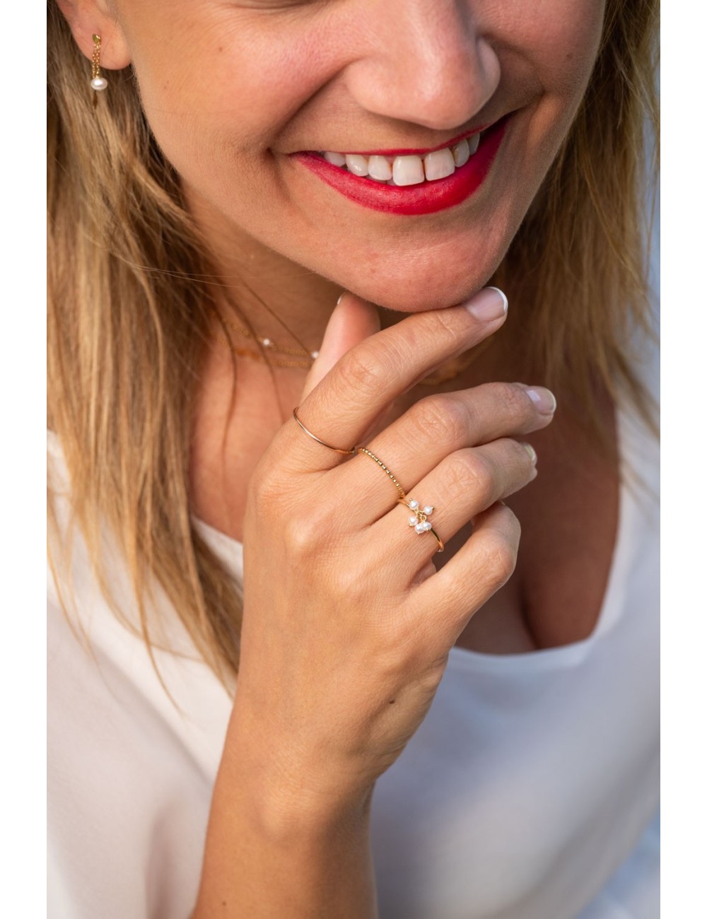 Bague bouquet nacrée - Or jaune 750 millièmes (18 carats)