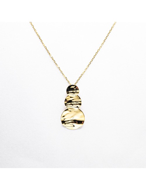 Collier triple grands éclats de lumière brute - Or jaune ou blanc 375 millièmes (9 carats)
