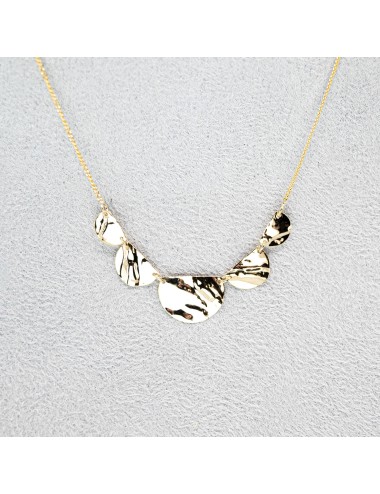 Collier cinq demi ronds reflets froissés - Or jaune ou blanc 375 millièmes (9 carats)