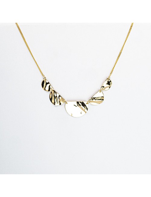 Collier cinq demi ronds reflets froissés - Or jaune ou blanc 375 millièmes (9 carats)