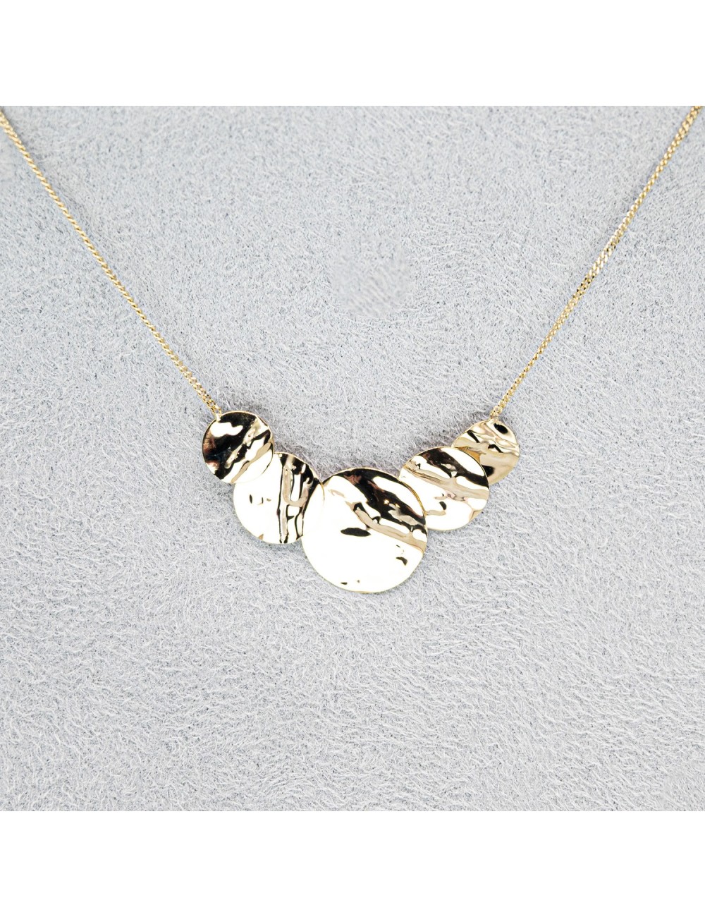 Collier de ronds froissés dégradés - Or jaune ou blanc 375 millièmes (9 carats)