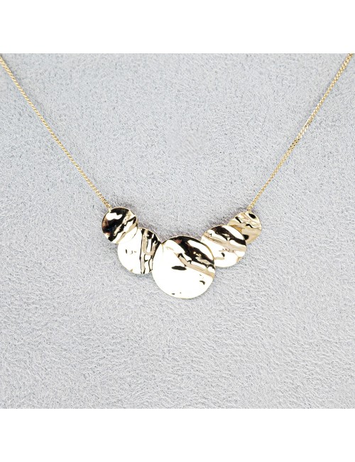 Collier de ronds froissés dégradés - Or jaune ou blanc 375 millièmes (9 carats)