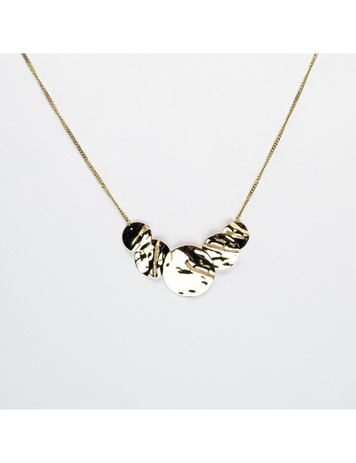 Collier de ronds froissés dégradés - Or jaune ou blanc 375 millièmes (9 carats)