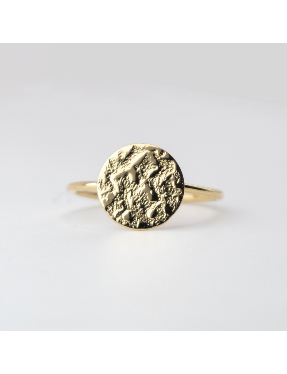 Bague rond sauvage grungé petit modèle - Or jaune 750 millièmes (18 carats)