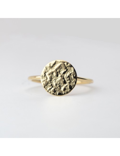 Bague rond sauvage grungé petit modèle - Or jaune 750 millièmes (18 carats)