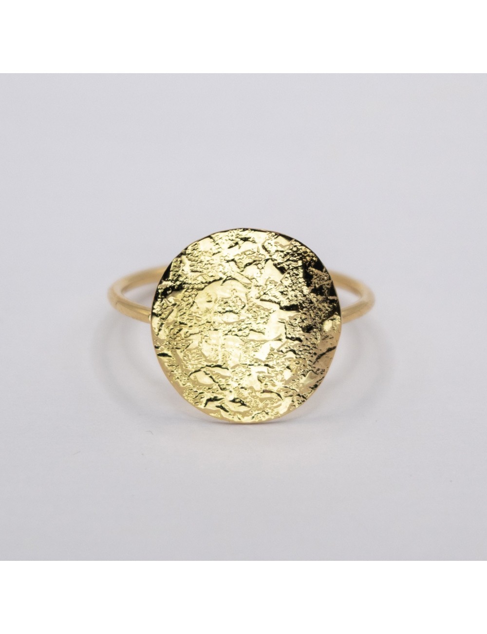 Bague rond sauvage grungé grand modèle - Or jaune 750 millièmes (18 carats)