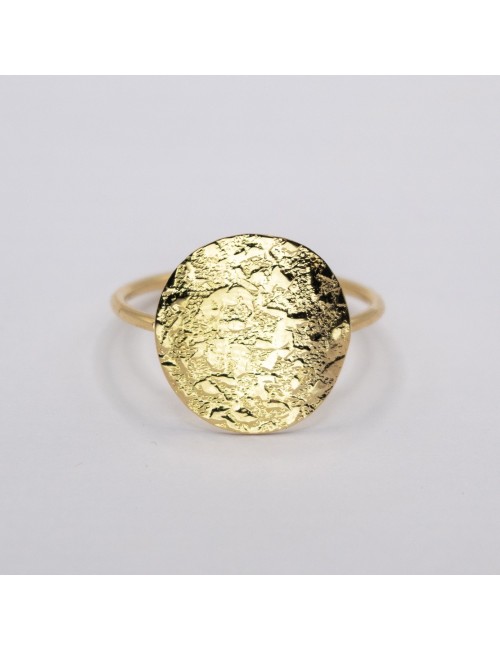 Bague rond sauvage grungé grand modèle - Or jaune 750 millièmes (18 carats)