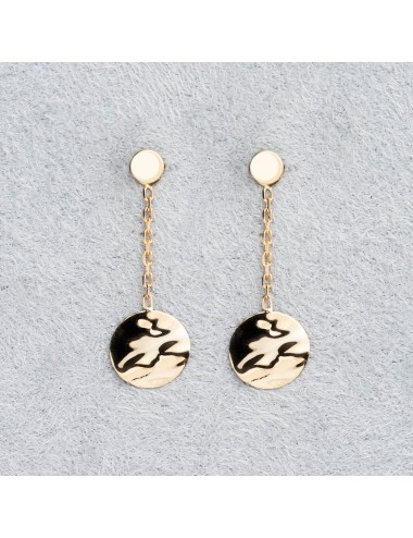 Boucles d’oreilles rond d’Or froissé tombant - Or jaune 750 millièmes (18 carats)