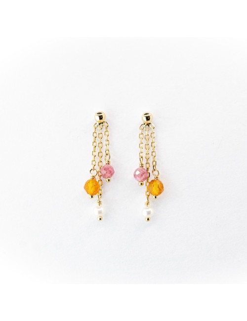 Boucles d’oreilles trio précieux - Or jaune 750 millièmes (18 carats)