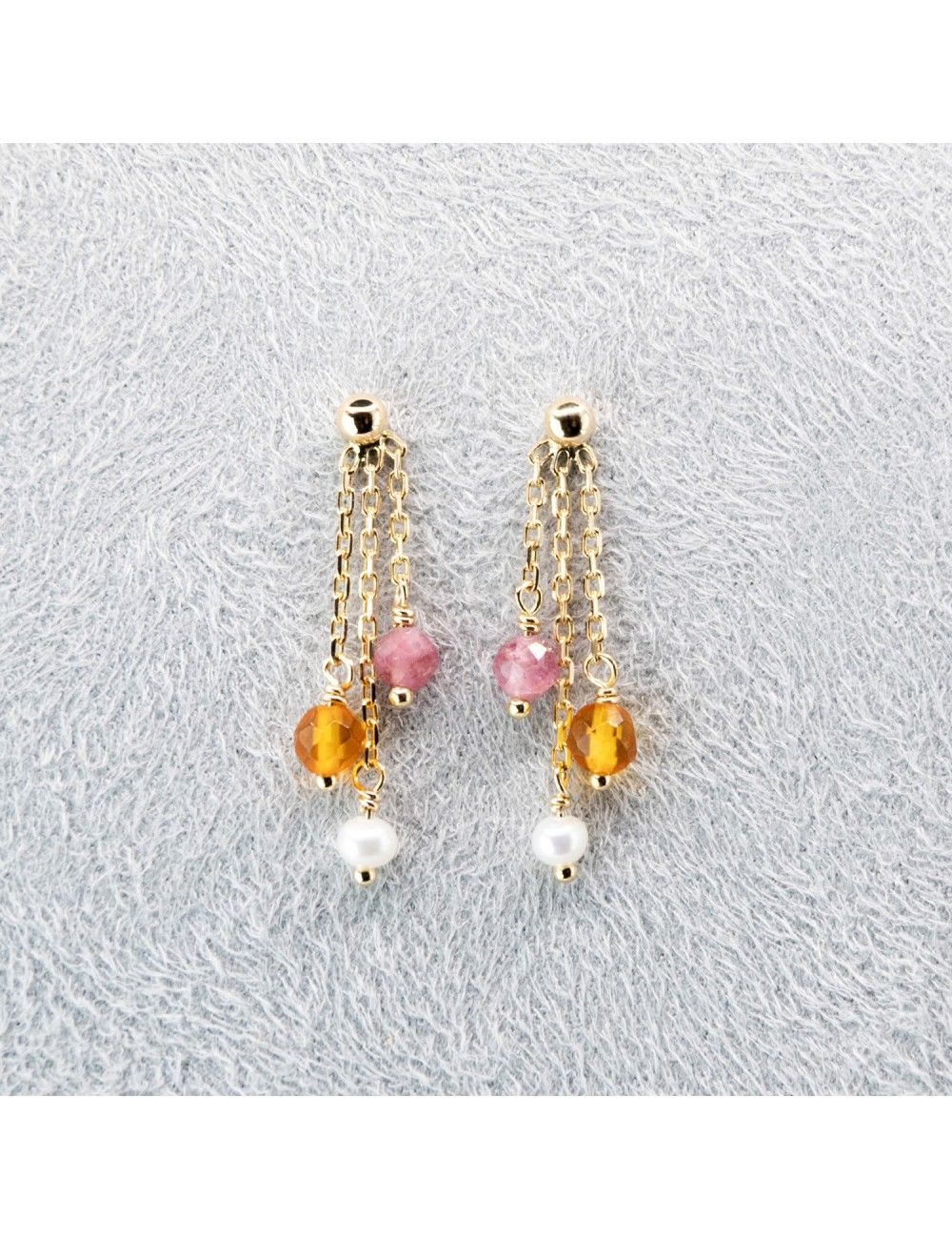 Boucles d’oreilles trio précieux - Or jaune 750 millièmes (18 carats)