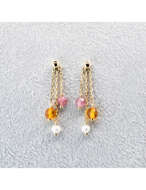 Boucles d’oreilles trio précieux - Or jaune 750 millièmes (18 carats)