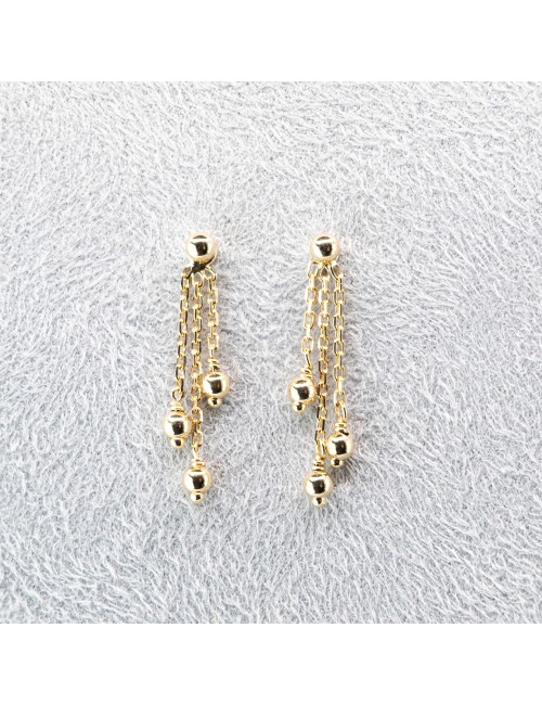 Boucles d'oreilles trio de boules d'Or dégradées - Or jaune 750 millièmes (18 carats)