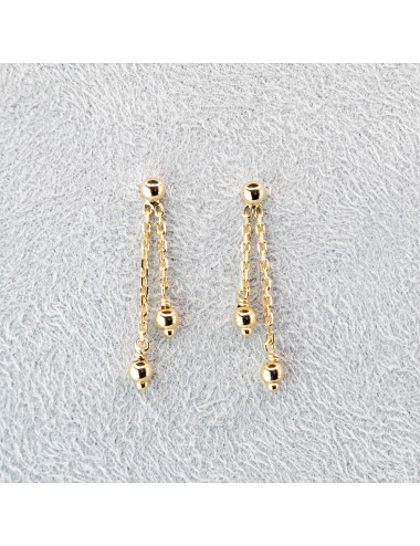 Boucles d'oreilles ornées de 2 boules en Or - Or Jaune 750 millièmes (18 carats)