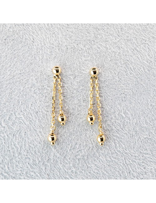Boucles d'oreilles ornées de 2 boules en Or - Or Jaune 750 millièmes (18 carats)