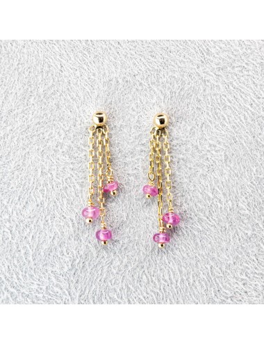 Boucles d'oreilles 6 rubis pendants - Or Jaune 750 millièmes (18 carats)