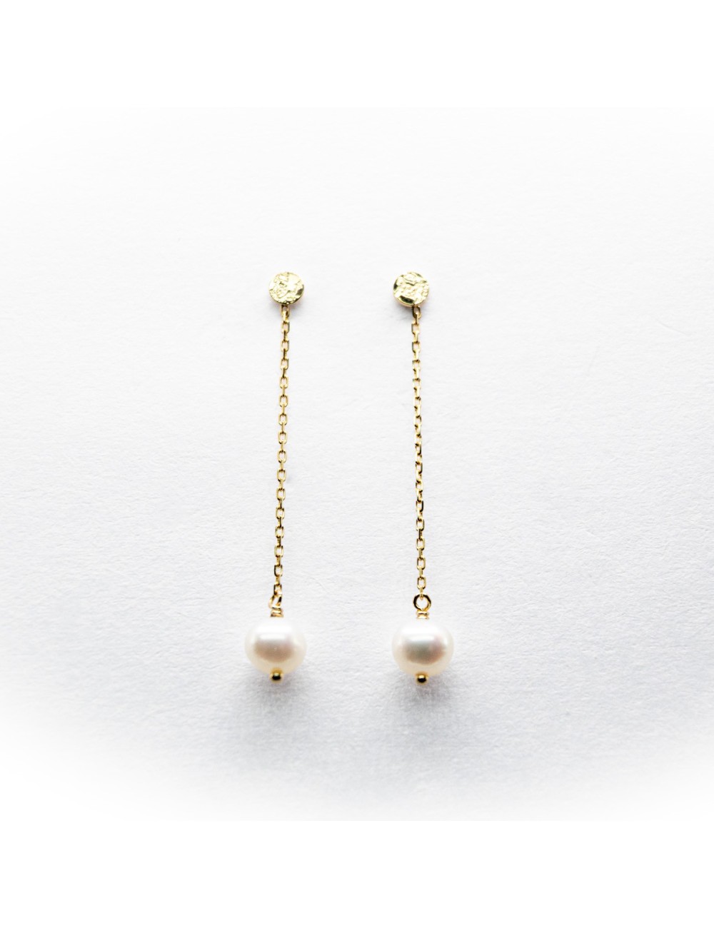 Boucles d’oreilles pendantes nacrée - Or jaune ou rose 750 millièmes (18 carats)