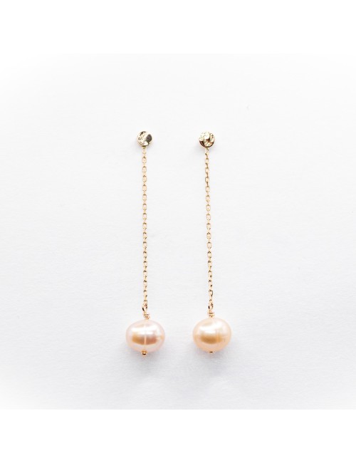 Boucles d’oreilles pendantes lavande - Or jaune ou rose 750 millièmes (18 carats)