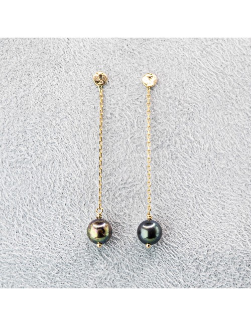 Boucles d’oreilles pendantes lumière Akoya - Or jaune ou rose 750 millièmes (18 carats)