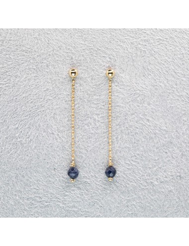Boucles d’oreilles saphirs en suspension - Or jaune 750 millièmes (18 carats)
