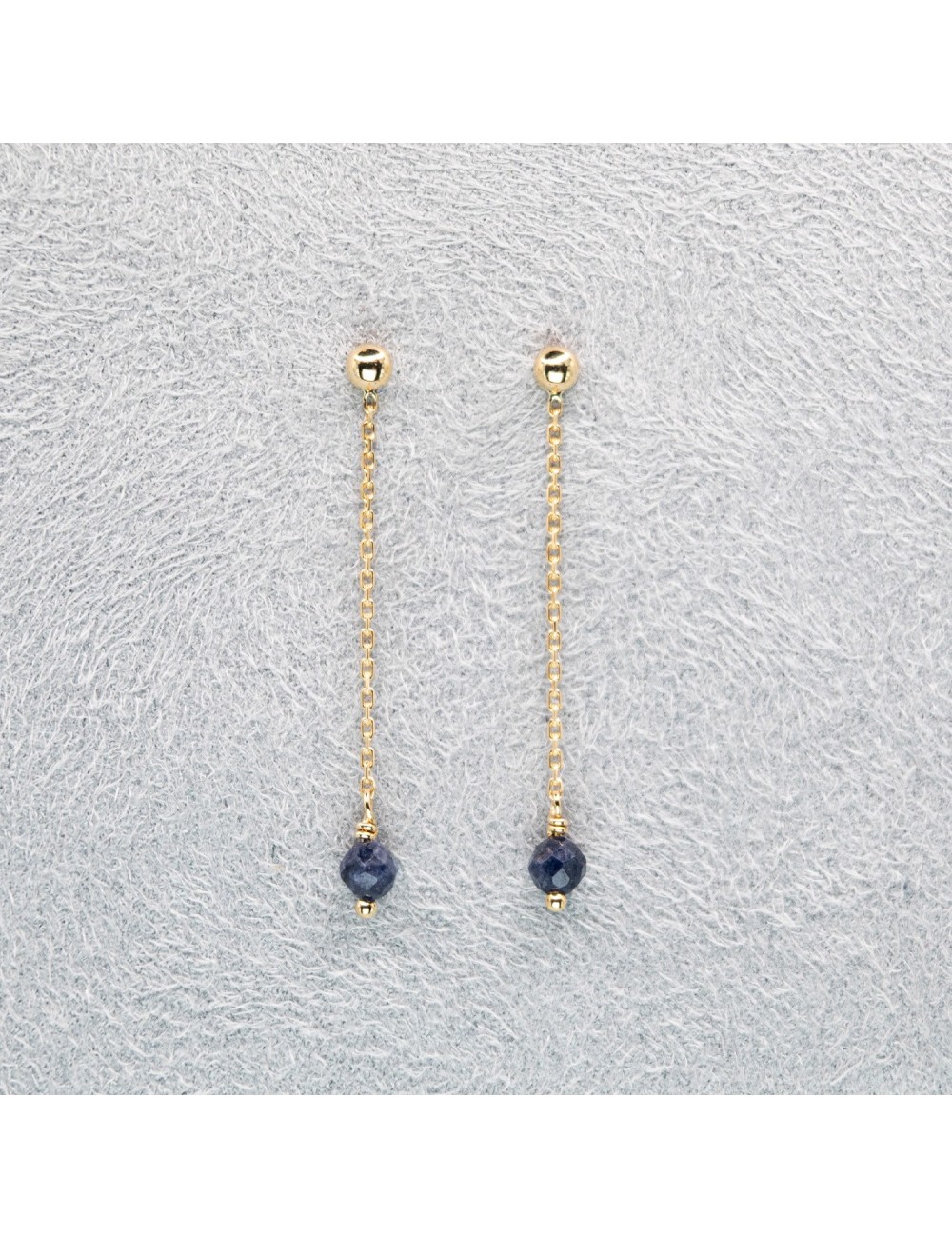 Boucles d’oreilles saphirs en suspension - Or jaune 750 millièmes (18 carats)