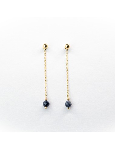Boucles d’oreilles saphirs en suspension - Or jaune 750 millièmes (18 carats)