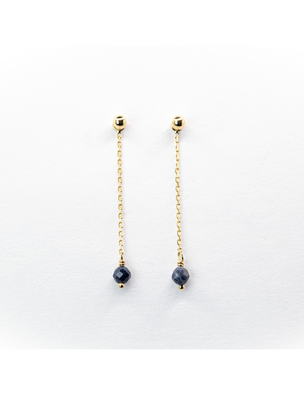 Boucles d’oreilles saphirs en suspension - Or jaune 750 millièmes (18 carats)