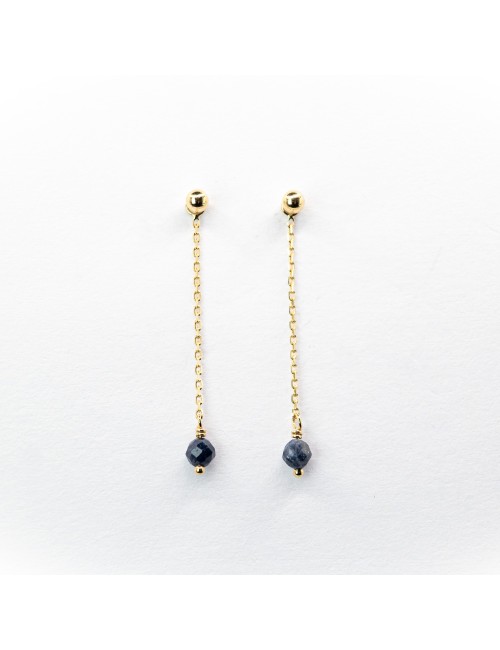 Boucles d’oreilles saphirs en suspension - Or jaune 750 millièmes (18 carats)
